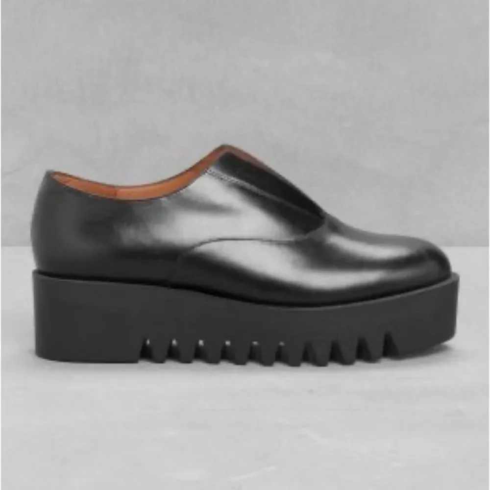 & Other Stories Black Leather Platform Derby Shoes Creepers 8.5